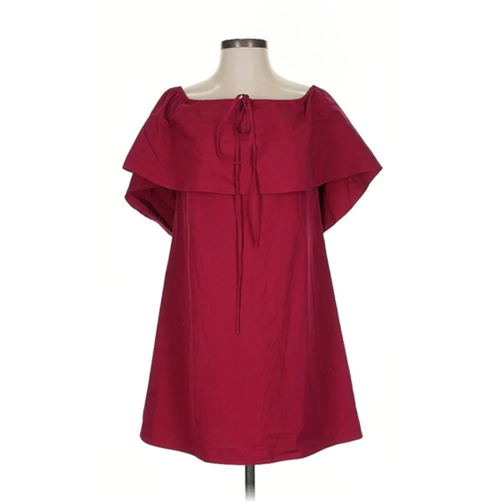 Alice + Olivia Jada Caped Dress in Bright Bordeaux Burgundy Size S - Picture 2 of 10